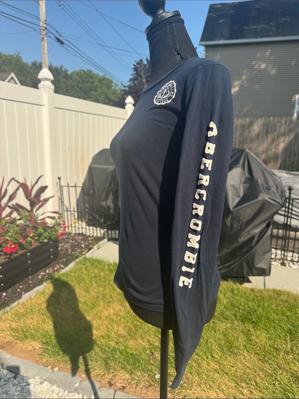 Abercrombie Navy Long Sleeve Logo Tee
